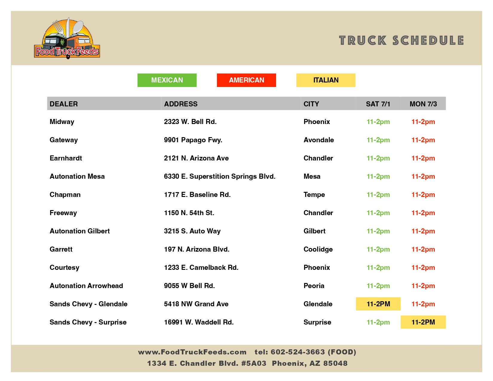 VCD 052723 Truck Schedule