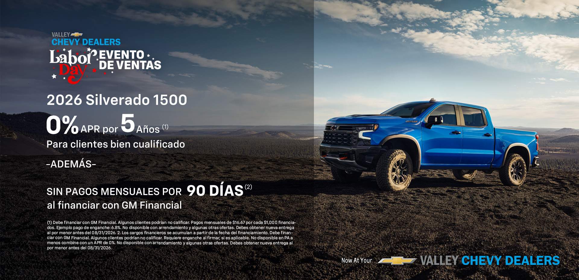 ESP 2026 Silverado 1500 0% APR for 5 YEARS Labor Day Slide